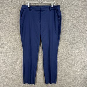 Express Pants Women 14 Blue Mid Rise Ankle Columnist Stretch Pockets Pleated